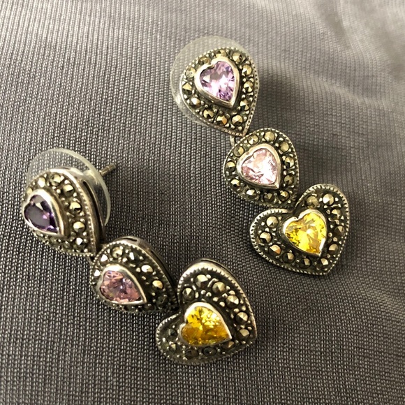 Silver marcasite earrings - Picture 2 of 8